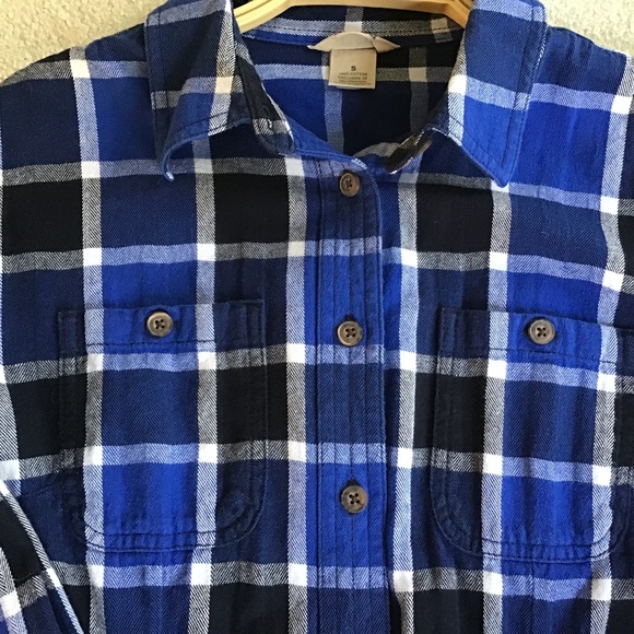 Duluth Trading Co Shirt Women's Free Swingin' Flannel Small Like New Blue - Picture 3 of 10